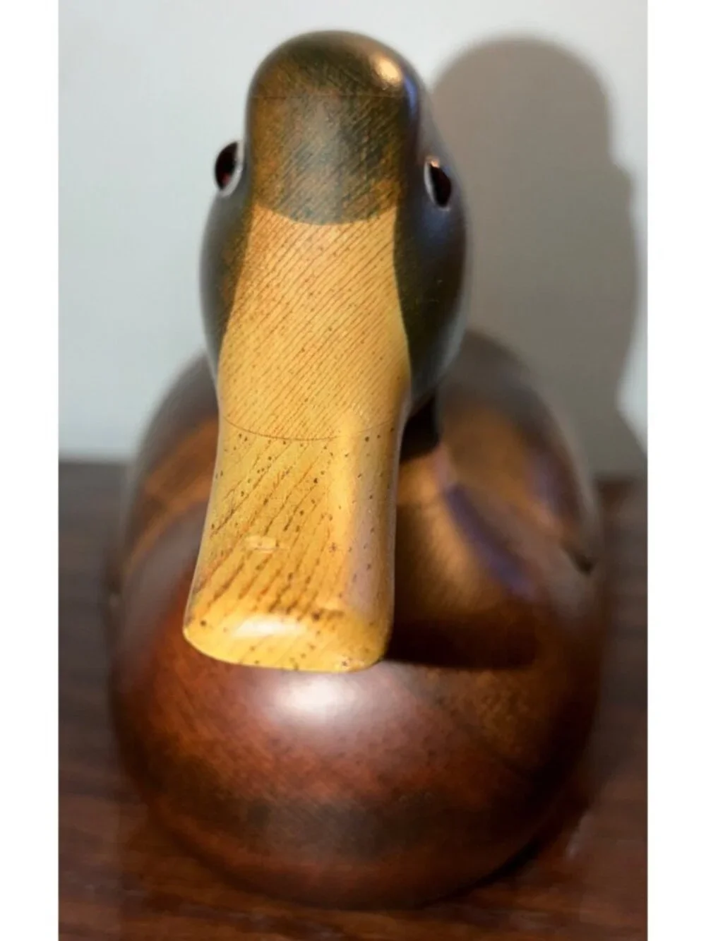 VTG Tom Taber Hand Carved Decoy Duck Signed Collectible Display Piece